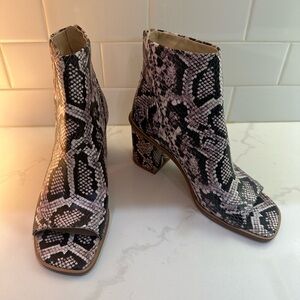 Vince Camuto Black and White Snakeskin Heeled Boots
